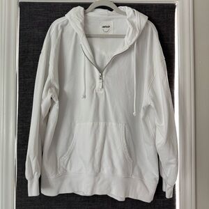 Aerie White oversized quarter zip hoodie
